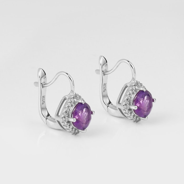 Damen Amethyst Ohrringe Silber stecker