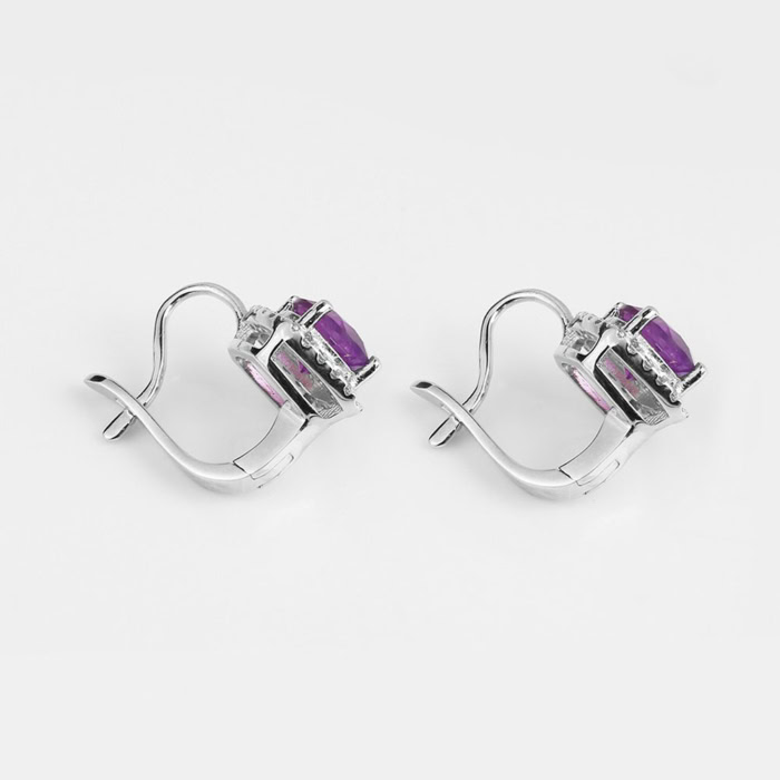 Damen Amethyst Ohrringe Silber stecker