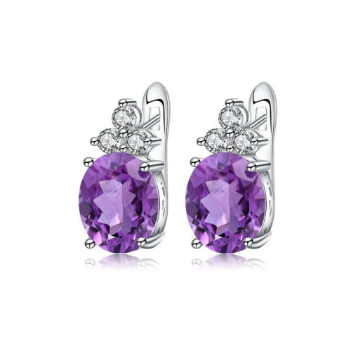 Silber Amethyst Ohrringe Stecker damen mit Zirkonia