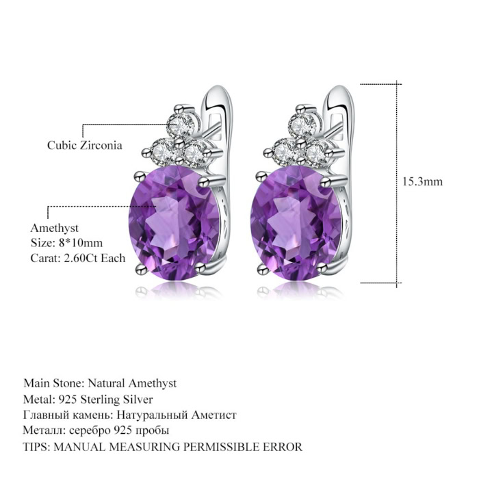 Silber Amethyst Ohrringe Stecker damen mit Zirkonia