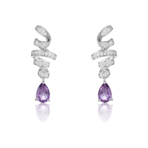 Spiral silber ohrringe damen mit Amethyst