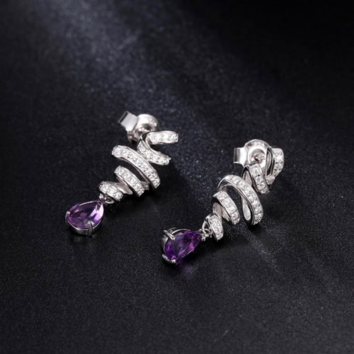 Spiral silber ohrringe damen mit Amethyst