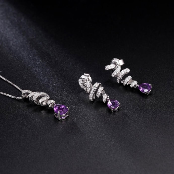 Spiral silber ohrringe damen mit Amethyst