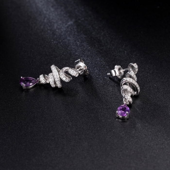 Spiral silber ohrringe damen mit Amethyst