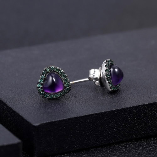 Damen Amethyst Herz Ohrringe stecker