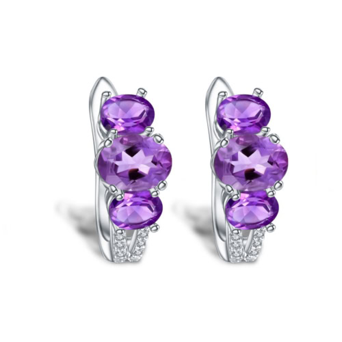 3 Amethyste Ohrringe stecker silber damen