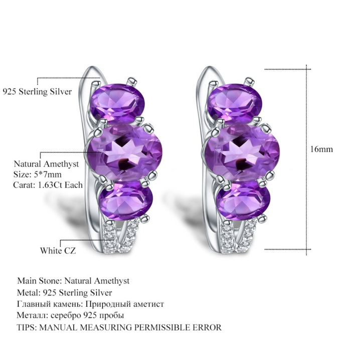 3 Amethyste Ohrringe stecker silber damen