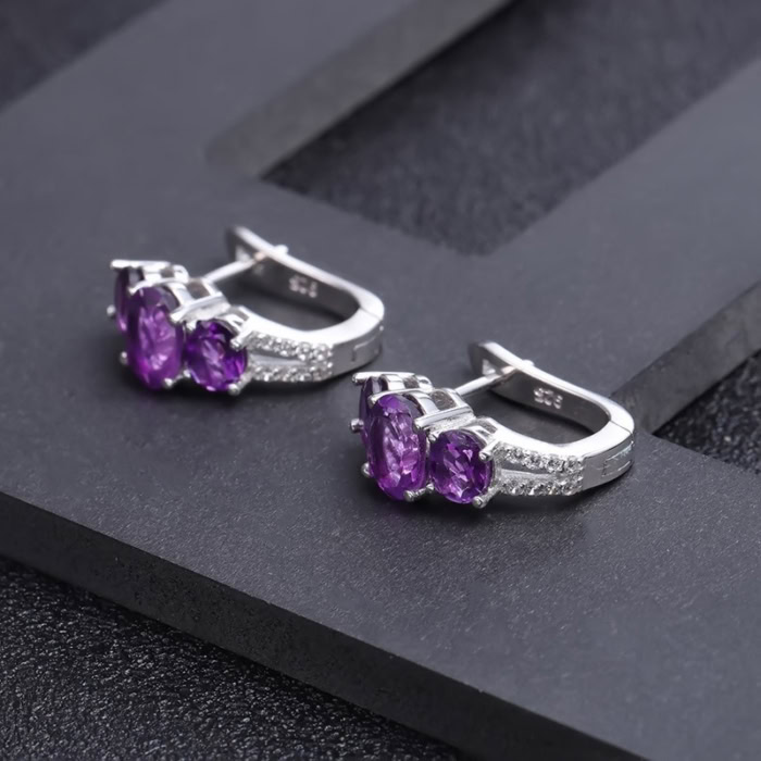 3 Amethyste Ohrringe stecker silber damen