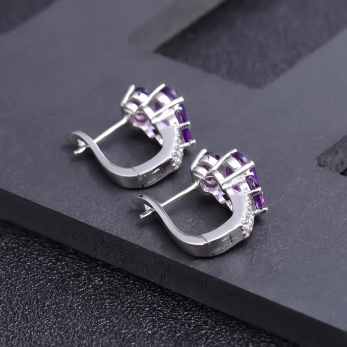 3 Amethyste Ohrringe stecker silber damen