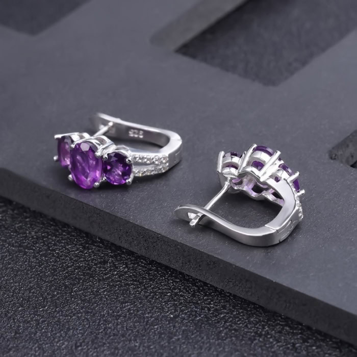 3 Amethyste Ohrringe stecker silber damen