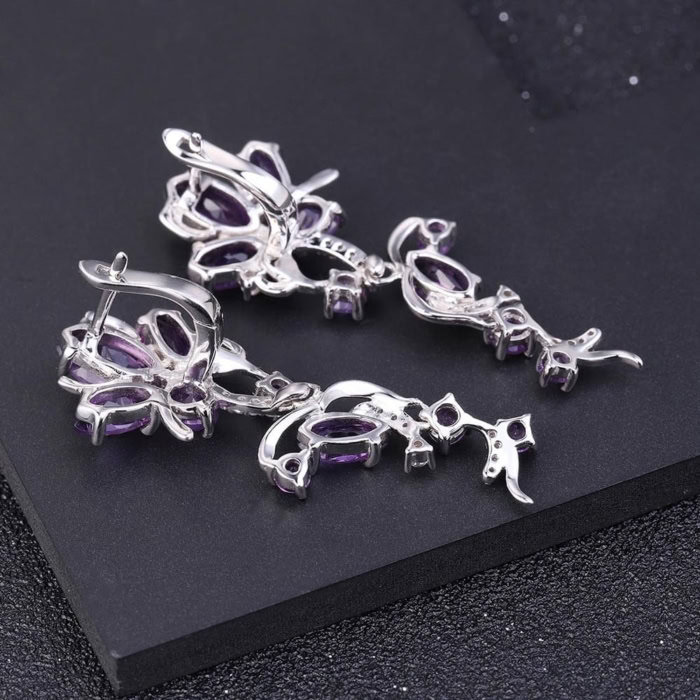 Natur Statement Ohrringe silber damen Amethyst