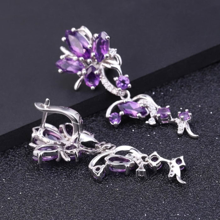 Natur Statement Ohrringe silber damen Amethyst