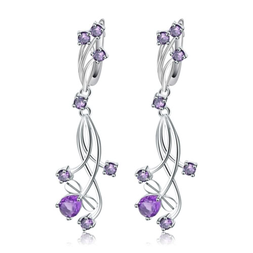 Damen Silber Ohrringe Amethyst