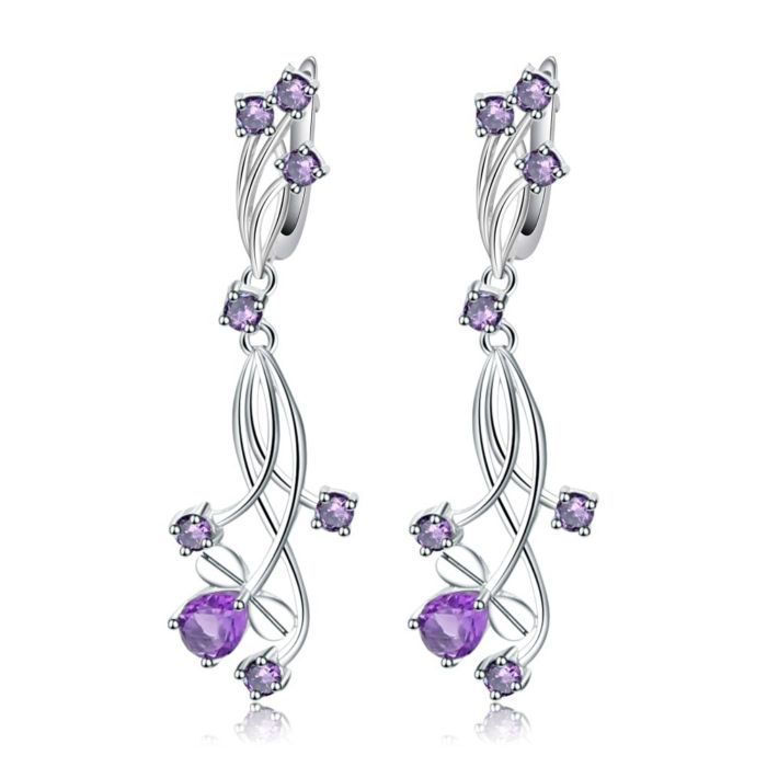 Damen Silber Ohrringe Amethyst