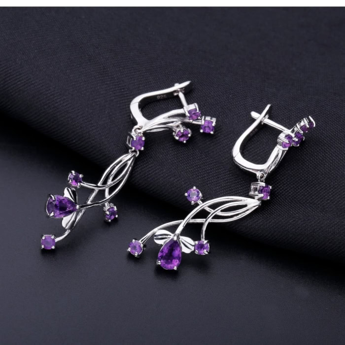 Damen Silber Ohrringe Amethyst