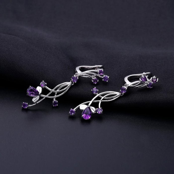 Damen Silber Ohrringe Amethyst