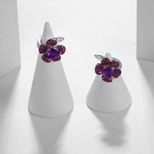 Amethyst Blumen Ohrringe Stecker silber 925