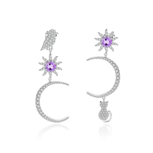 Modeschmuck Ohrringe Silber mit Amethyst