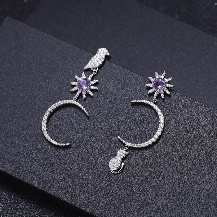 Modeschmuck Ohrringe Silber mit Amethyst