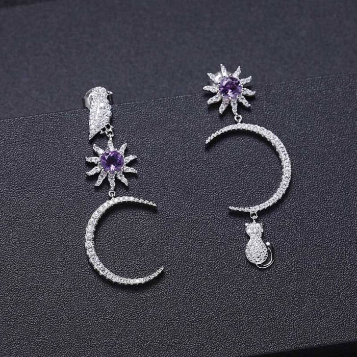 Modeschmuck Ohrringe Silber mit Amethyst