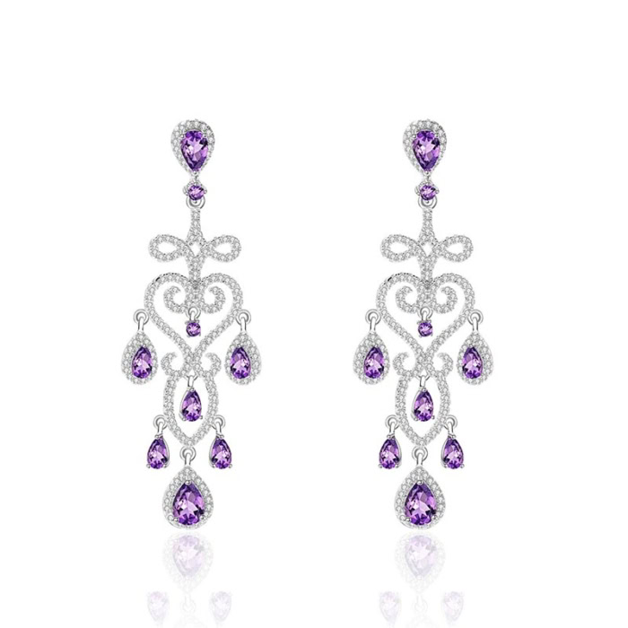 Elegante ohrringe silber Amethyst