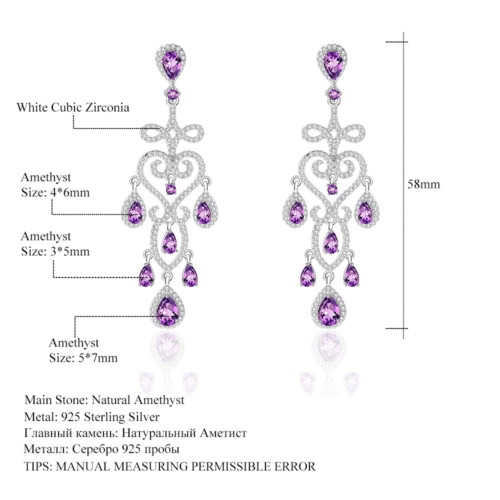 Elegante ohrringe silber Amethyst