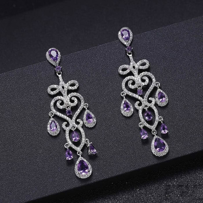 Elegante ohrringe silber Amethyst