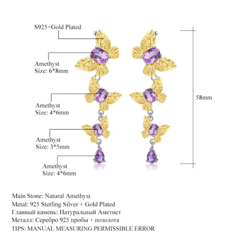 Schmetterling Ohrringe Gold Amethyst