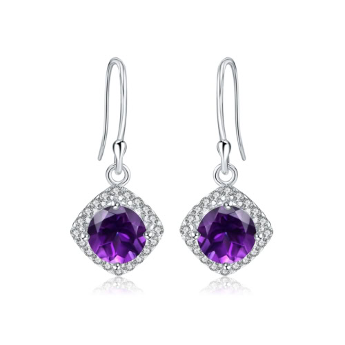 Amethyst ohrringe silber hängend mit stein