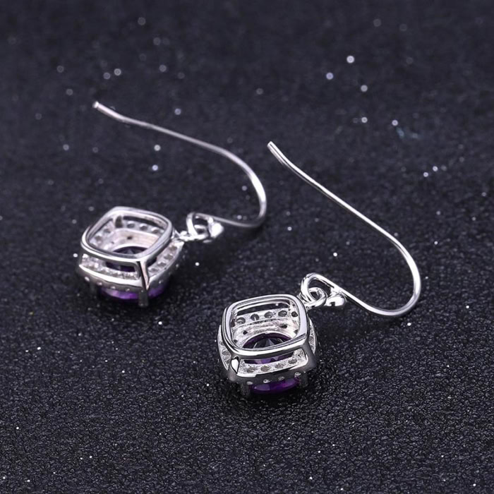 Amethyst ohrringe silber hängend mit stein