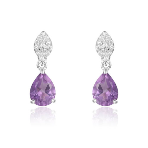 Amethyst Tropfen Ohrringe silber damen Zirkonia