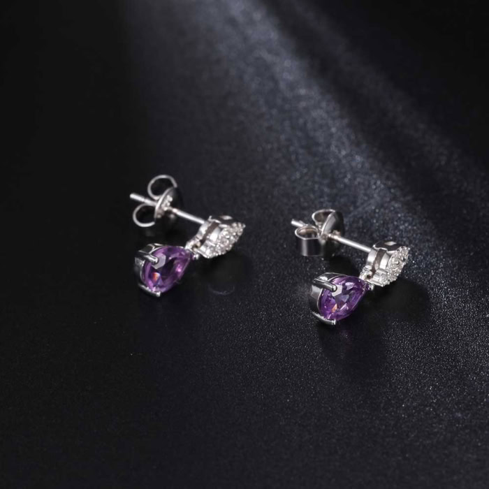 Amethyst Tropfen Ohrringe silber damen Zirkonia