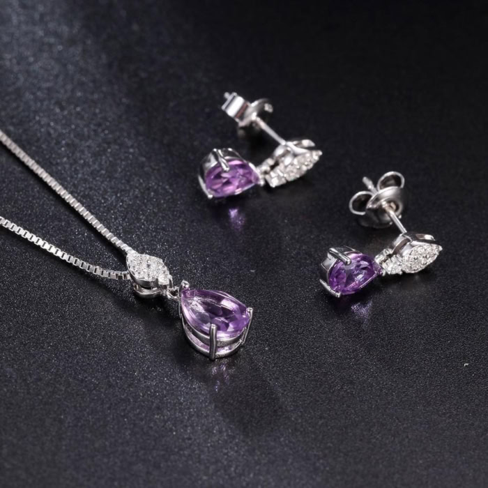 Amethyst Tropfen Ohrringe silber damen Zirkonia