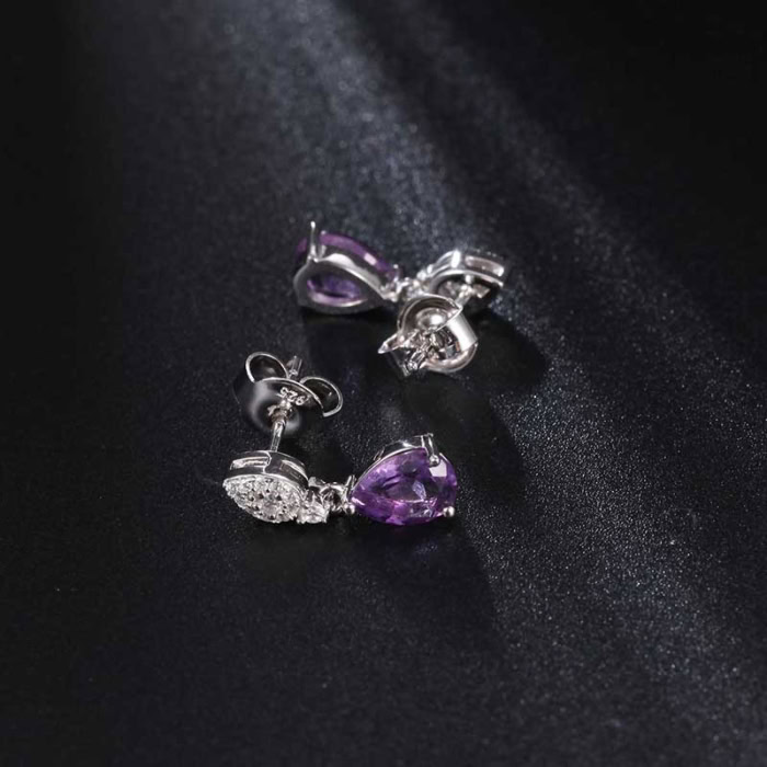 Amethyst Tropfen Ohrringe silber damen Zirkonia