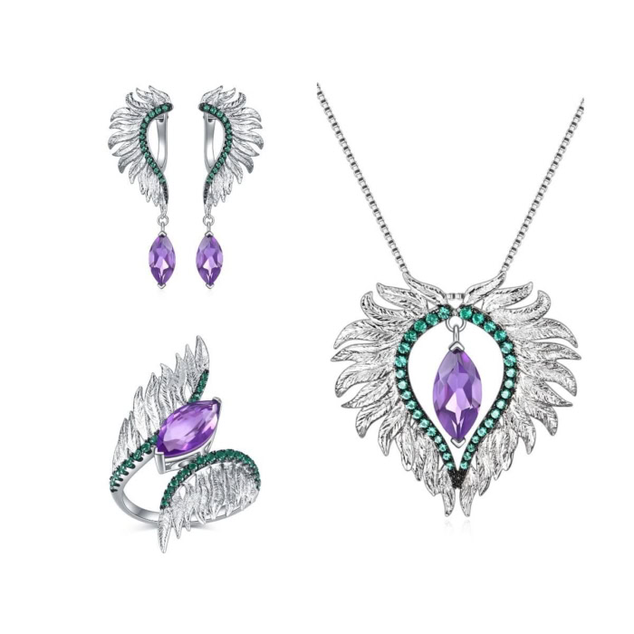 Amethyst Flügel Ohrringe Silber damen