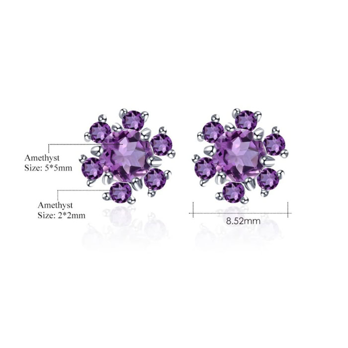 Amethyst Blumen Ohrringe Stecker Silber