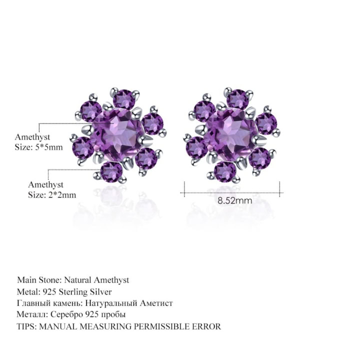 Amethyst Blumen Ohrringe Stecker Silber