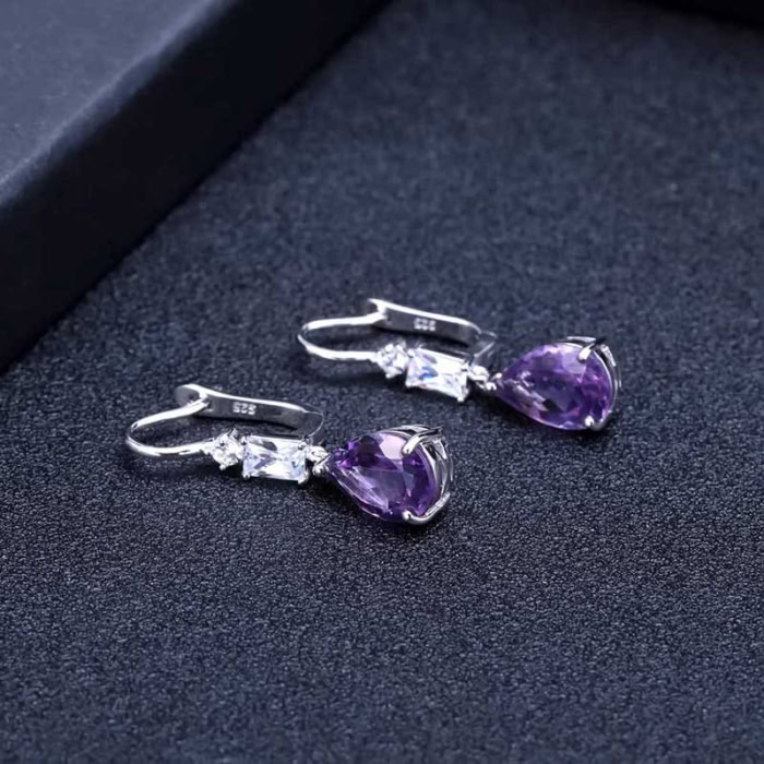 Amethyst Ohrringe Creolen mit Anhänger