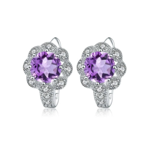 Amethyst Ohrringe Stecker silber mit Zirkonia