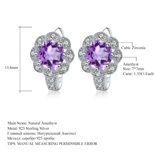 Amethyst Ohrringe Stecker silber mit Zirkonia