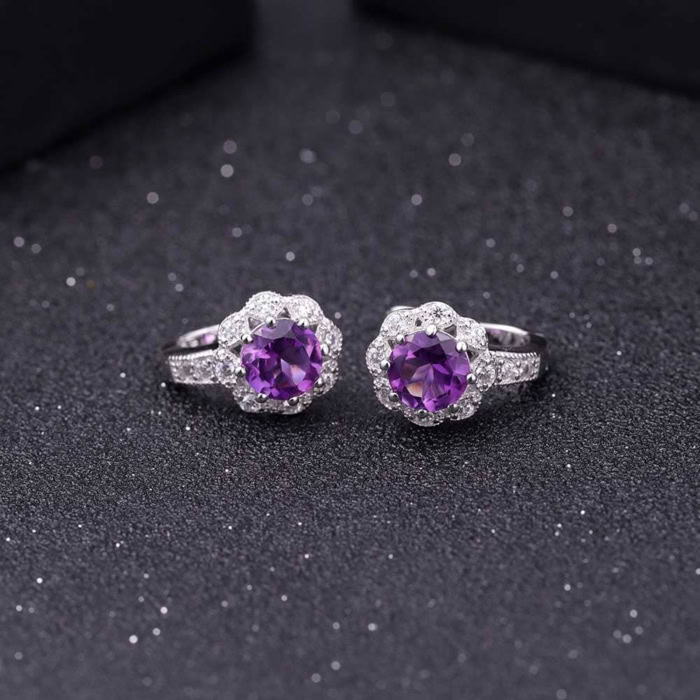 Amethyst Ohrringe Stecker silber mit Zirkonia