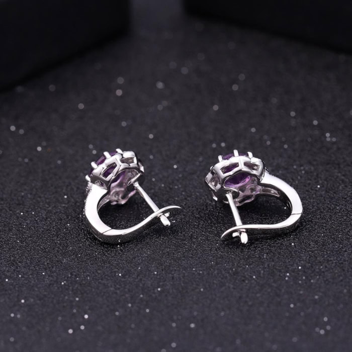 Amethyst Ohrringe Stecker silber mit Zirkonia