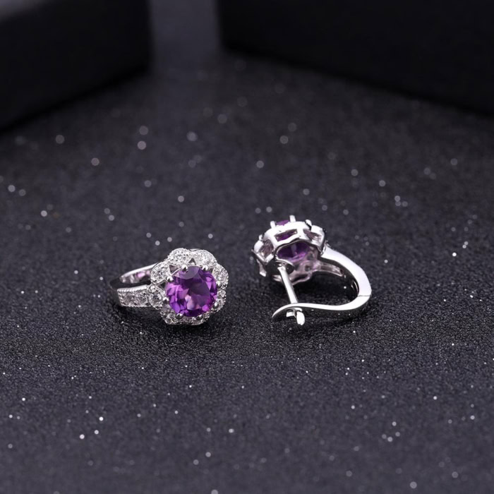 Amethyst Ohrringe Stecker silber mit Zirkonia