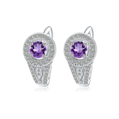 Luxus Ohrringe Stecker silber Zirkonia und Amethyst