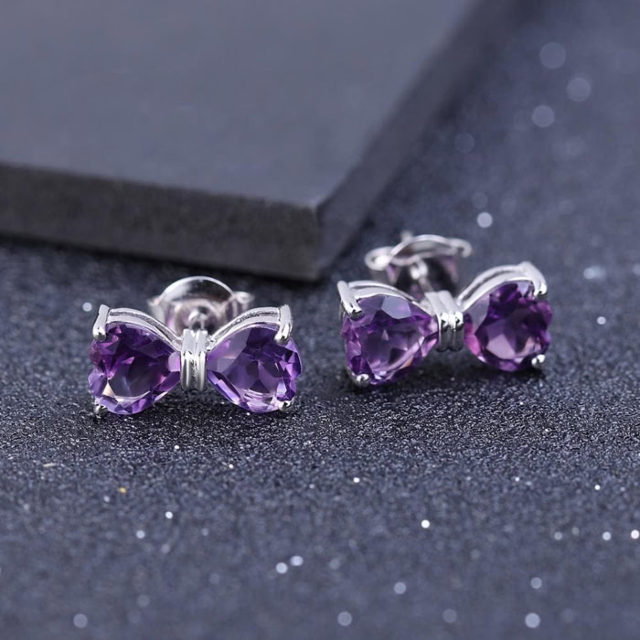 Amethyst Schleifen Ohrringe Silber damen