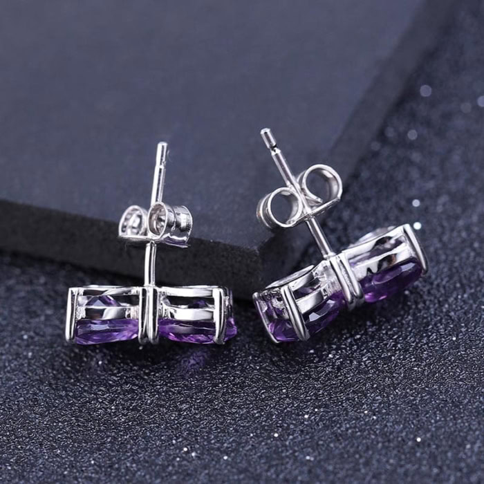 Amethyst Schleifen Ohrringe Silber damen