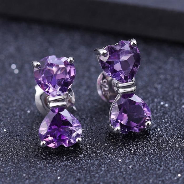 Amethyst Schleifen Ohrringe Silber damen