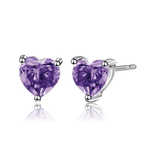 Amethyst Herz Ohrringe Stecker silber