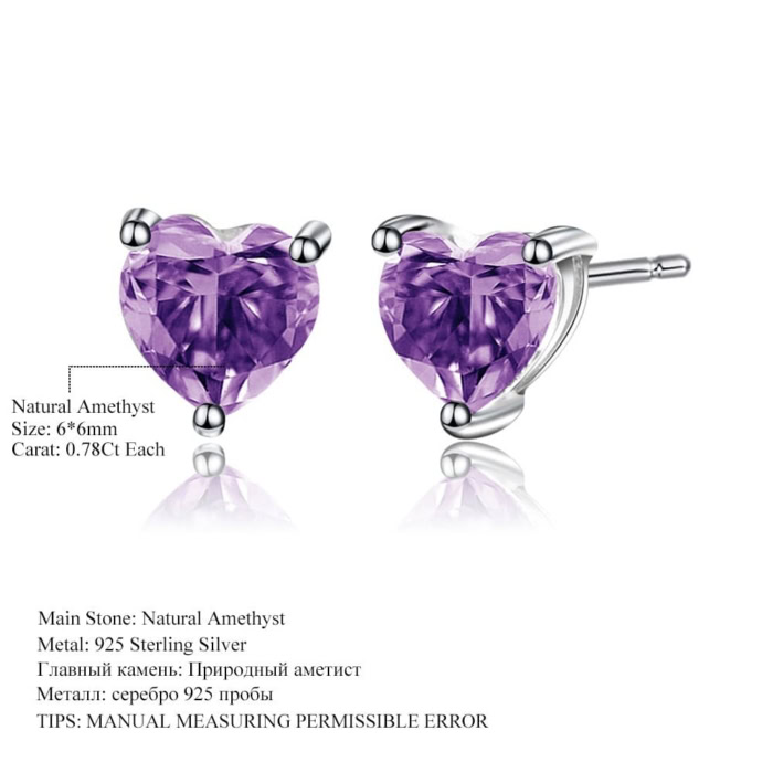 Amethyst Herz Ohrringe Stecker silber