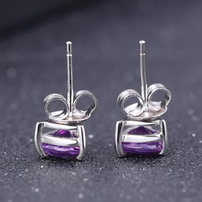 Amethyst Herz Ohrringe Stecker silber